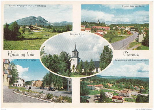 Hotel Borgafjäll - Dorotea church - Storgatan - school - Sweden - unused - JH Postcards