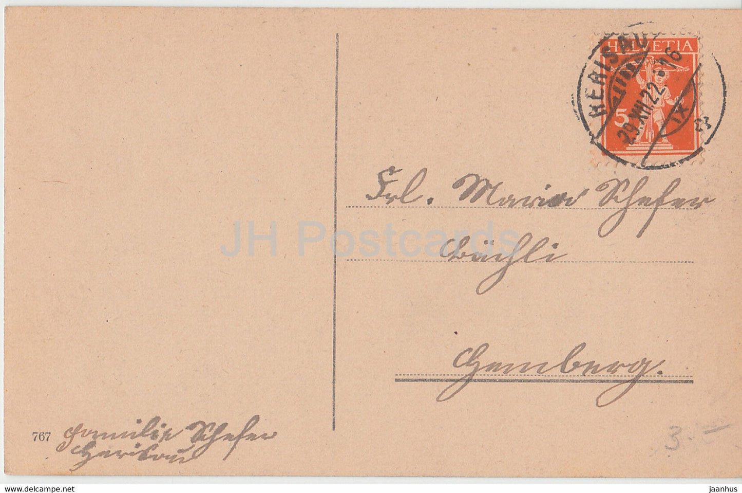 New Year Greeting Card - Herzlichen Neujahrsgruss - couple - skiing - 767 - old postcard - 1922 - Germany - used