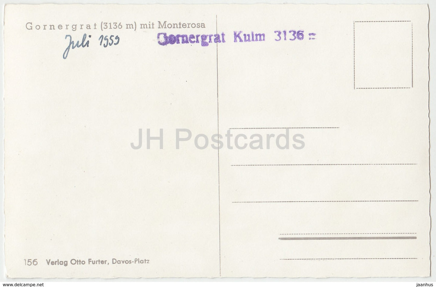 Gornergrat 3136 m mit Monterosa - Valais - chemin de fer - train - 156 - Suisse - 1959 - utilisé