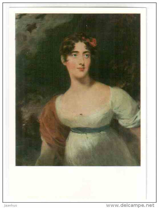 painting by Thomas Lawrence - portrait of Lady Emily Fitzroy , 1815 - british art - unused - JH Postcards