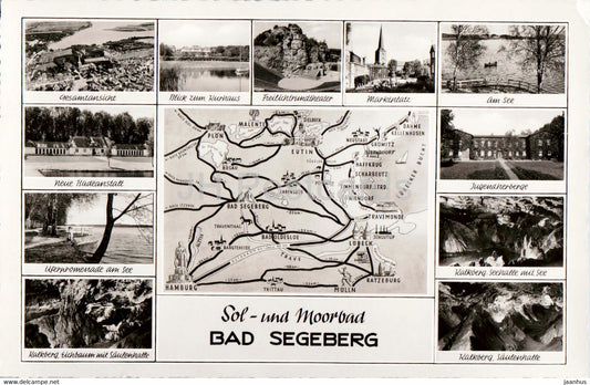Sol und Moorbad Bad Segeberg - Marktplatz - Jugendherberge - Kalkberg - old postcard - 1958 - Germany - used - JH Postcards