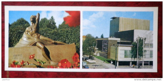 monument to Rainis - Rainis State Academic Arts Theatre building - Riga - 1980 - Latvia USSR - unused - JH Postcards