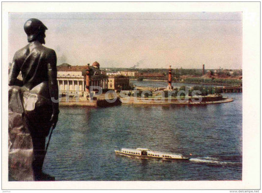 The Neva river - View of the Spit of Vasiliyevsky island - Leningrad - St. Petersburg - 1959 - Russia USSR - unused - JH Postcards