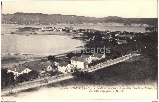 Hendaye - Route de la Plage et derniere Pointe de France La Cote Espagnole - 4 - old postcard - France - unused - JH Postcards