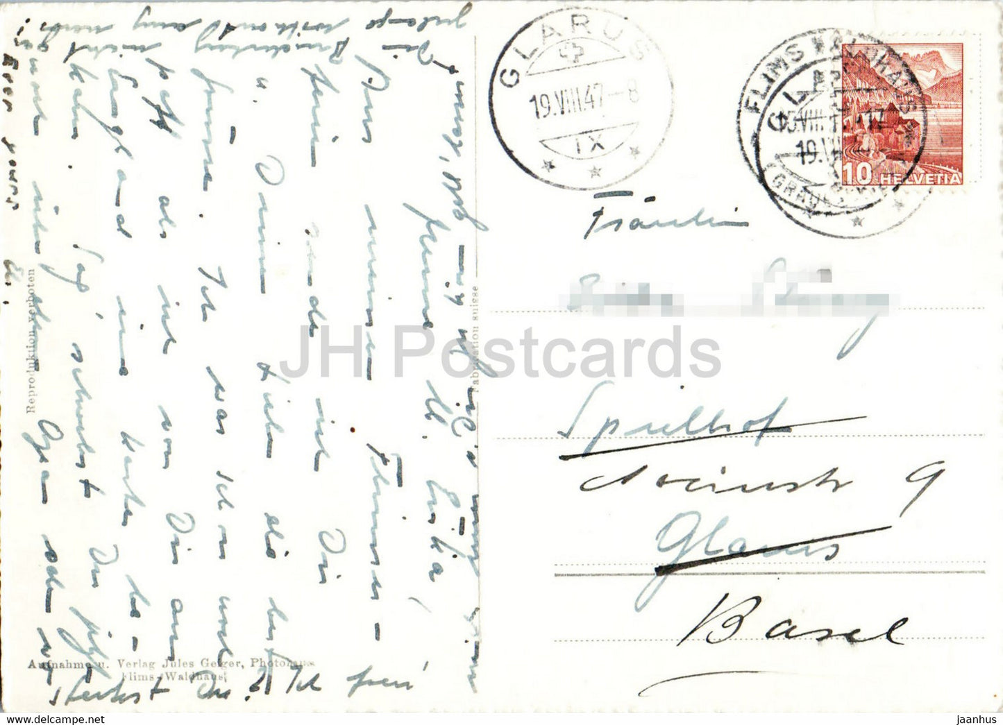Flims - Motive am Caumasee - 1534 - carte postale ancienne - 1947 - Suisse - utilisé