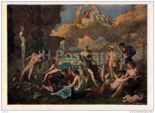 painting by Nicolas Poussin - Flora Kingdom - naked - nude - French art - Russia USSR - 1961 - unused - JH Postcards