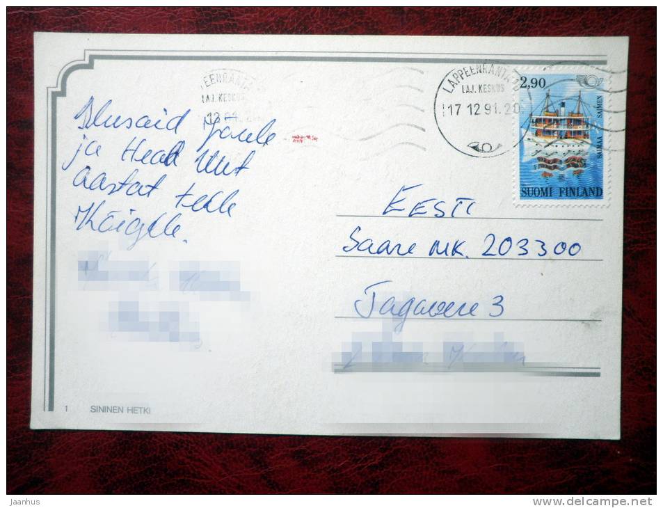 Snowy winter - winter - snow - sent to Estonia 1991 - ship - Finland - used - JH Postcards