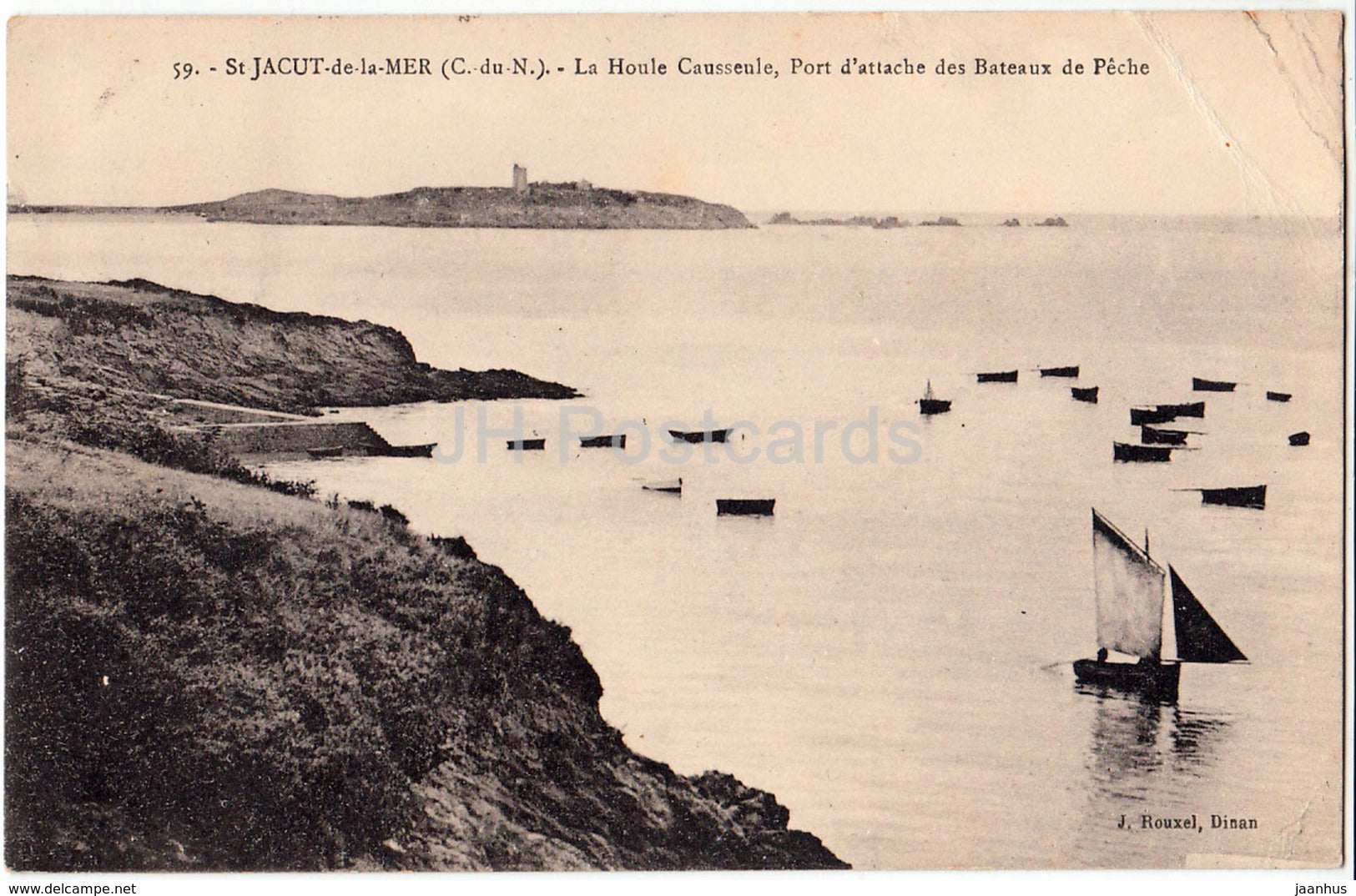 St. Jacut-de-la-Mer - La Houle Causseule - Port d'attache des Bateaux de Peche - 59 - 1923 - - France - used - JH Postcards