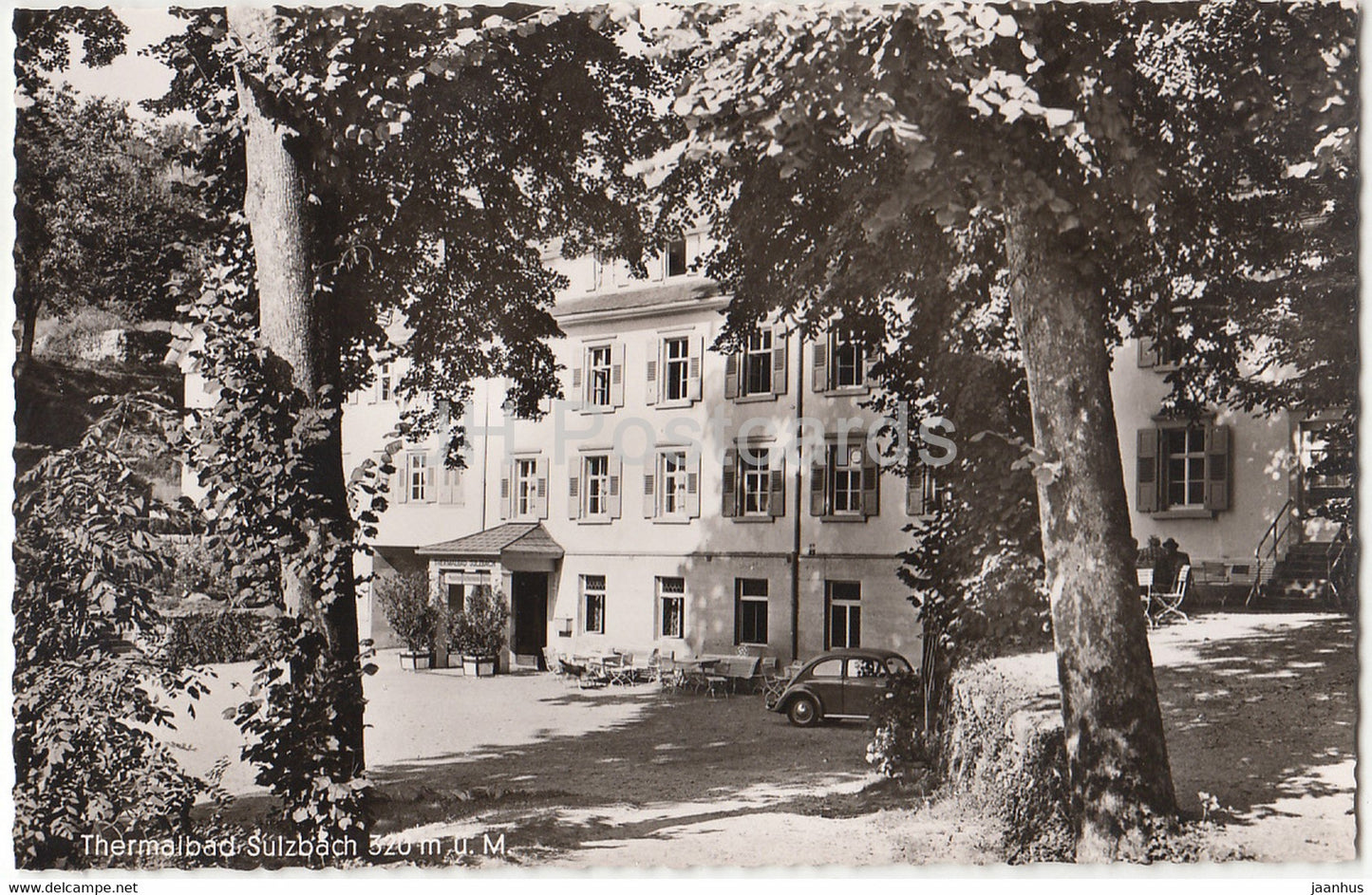 Thermalbad Sulzbach 320 m - Muntner Schumann Heim - car Volkswagen Beetle - Germany - unused - JH Postcards