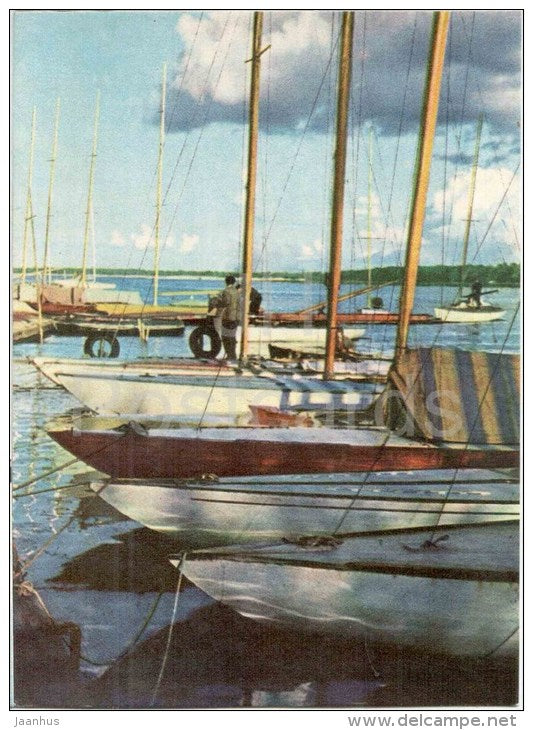 Yachts on the Lielupe - Jurmala - old postcard - Latvia USSR - unused - JH Postcards