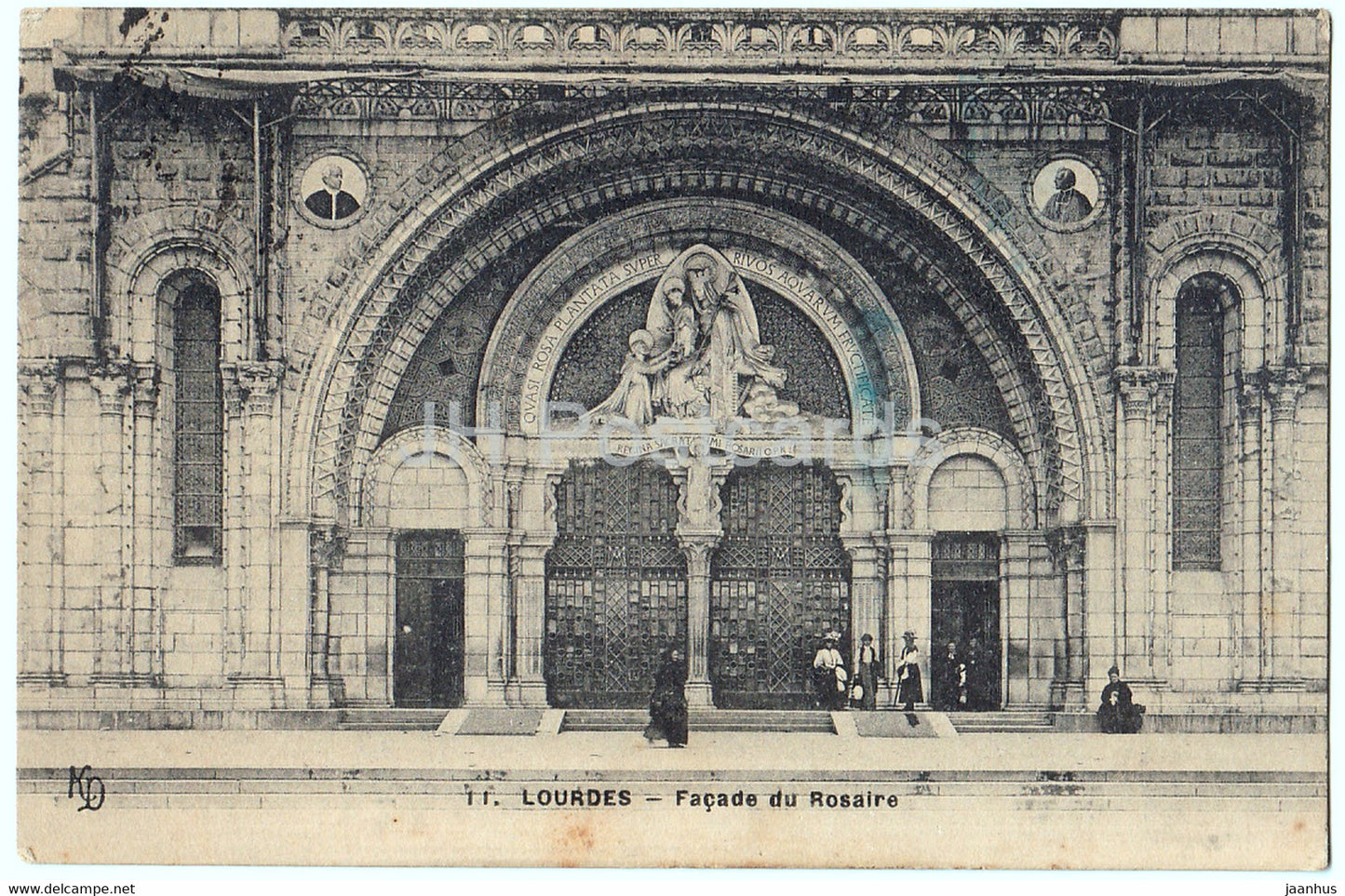 Lourdes - Facade du Rosaire - 11 - old postcard - 1920s - France - used - JH Postcards