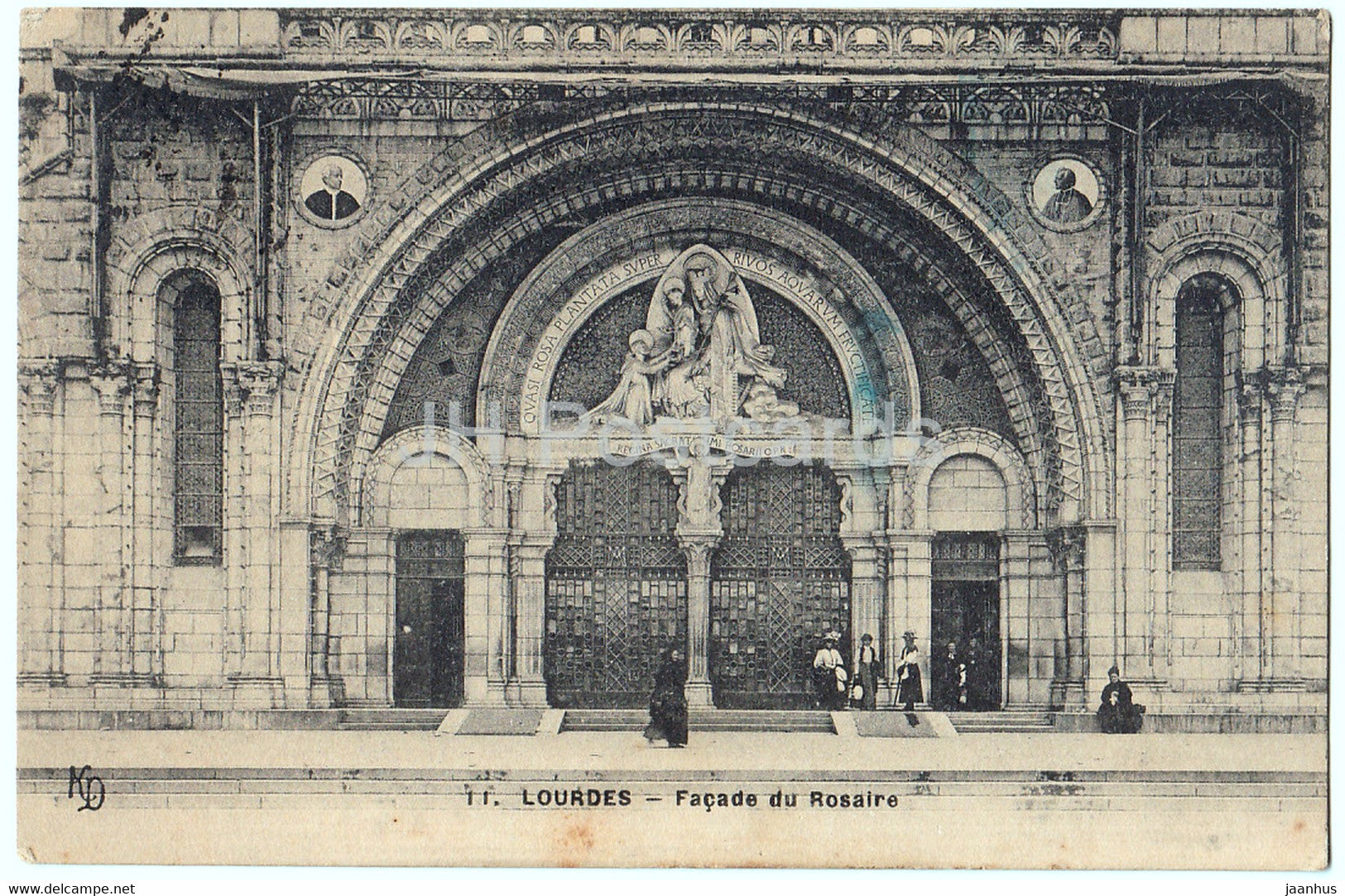 Lourdes - Facade du Rosaire - 11 - old postcard - 1920s - France - used - JH Postcards