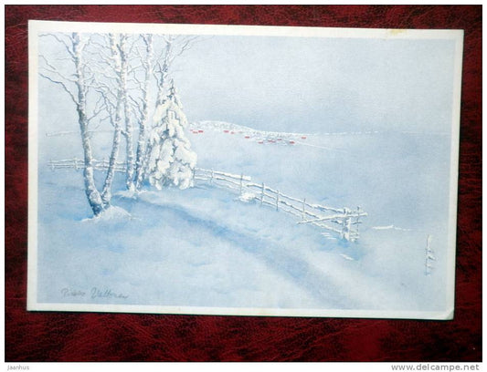 Snowy winter - winter - snow - sent to Estonia 1991 - ship - Finland - used - JH Postcards