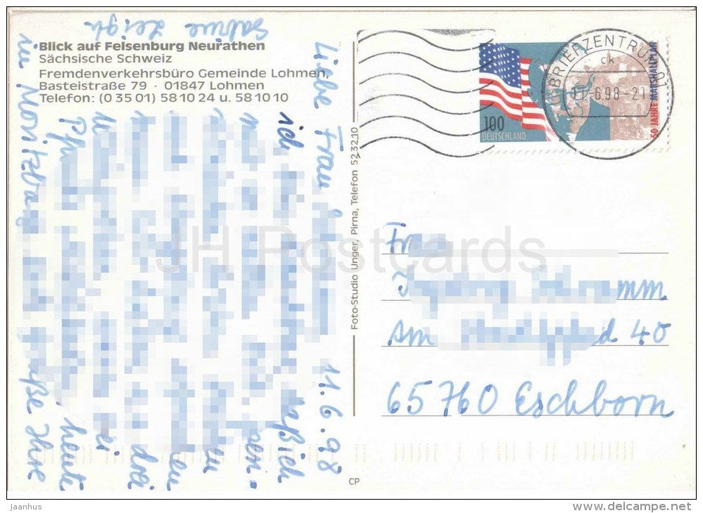 Blick auf Felsenburg Neurathen - Sächsische Schweiz - Germany - 1998 gelaufen - JH Postcards