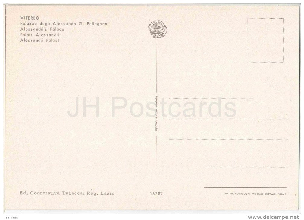Palazzo degli Alessandri - Alessandri`s Palace - Viterbo - Lazio - 16782 - Italia - Italy - unused - JH Postcards