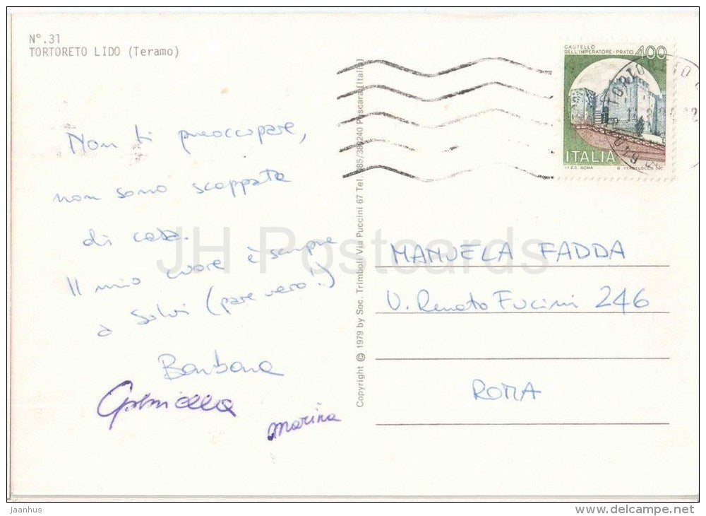 Tortoreto Lido - sailing boat - Teramo - Abruzzo - No. 31 - Italia - Italy - circulated in Italy - JH Postcards
