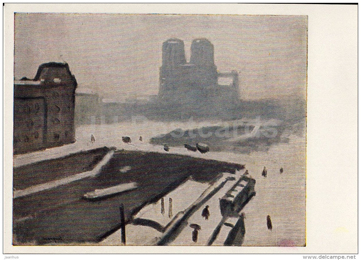 painting by Albert Marquet - Notre Dame de Paris in Winter - French Art - 1963 - Russia USSR - unused - JH Postcards