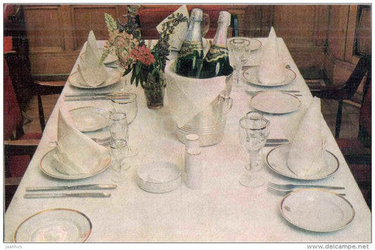 table for receptions - champagne - Table Setting - 1985 - Russia USSR - unused - JH Postcards