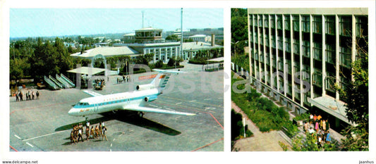 Fergana and Fergana Valley - airport - main post office - airplane - 1974 - Uzbekistan USSR - unused - JH Postcards