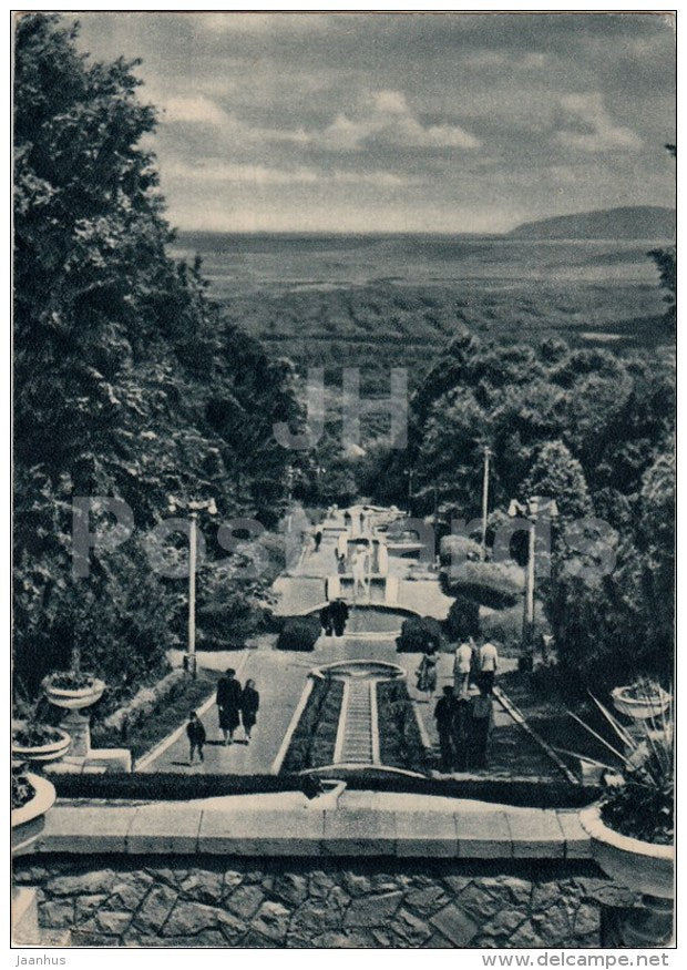 Stairway in the Park - Zheleznovodsk - Caucasian Mineral Waters - 1956 - Russia USSR - unused - JH Postcards