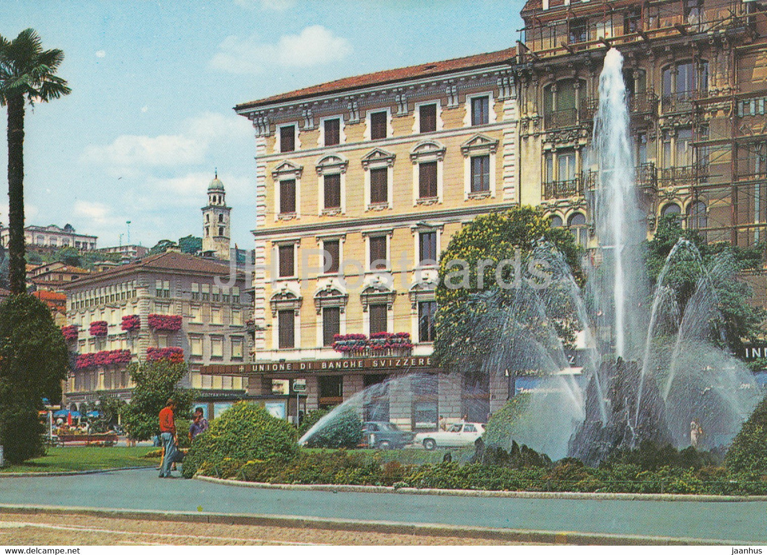 Lugano - Piazza Manzoni con Fontana - fountain - Switzerland - unused - JH Postcards