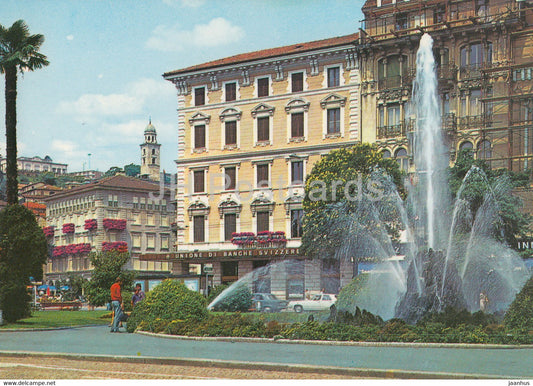 Lugano - Piazza Manzoni con Fontana - fountain - Switzerland - unused - JH Postcards