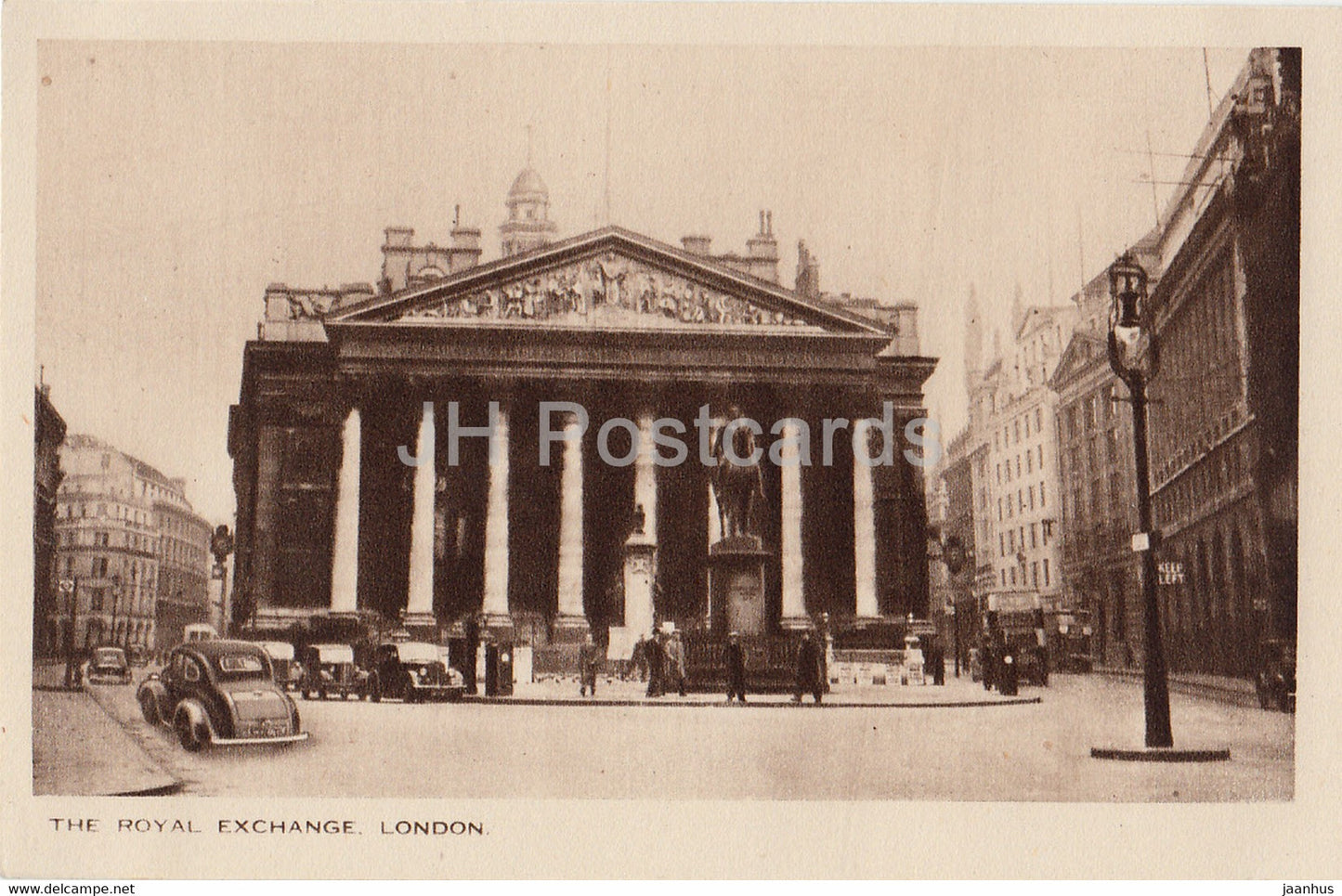 London - The Royal Exchange - car - old postcard - England - United Kingdom - unused - JH Postcards