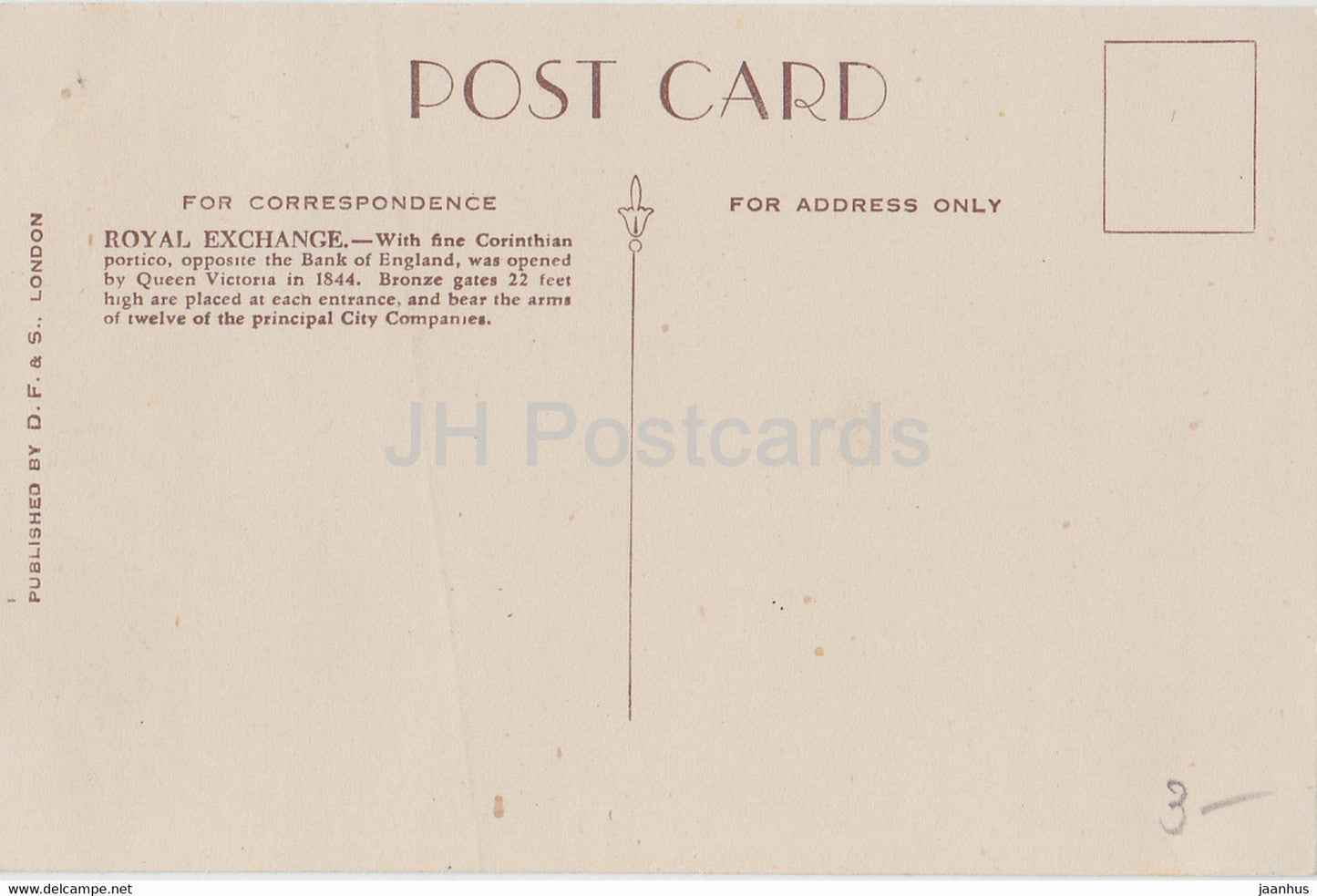 Londres - The Royal Exchange - voiture - carte postale ancienne - Angleterre - Royaume-Uni - inutilisée