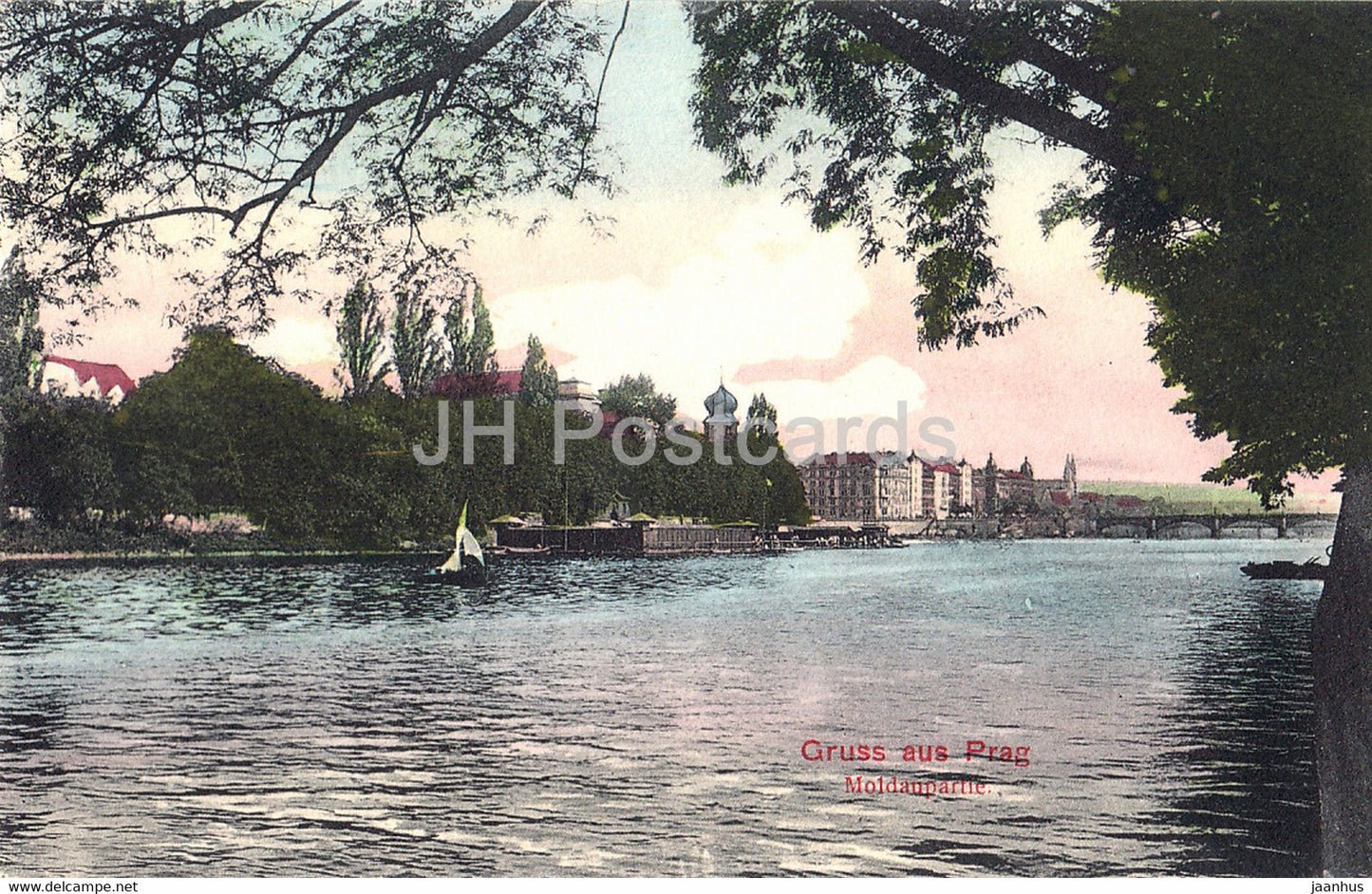 Praha - Prague - Gruss aus Prag - Moldaupartie - old postcard - Czech Republic - unused - JH Postcards