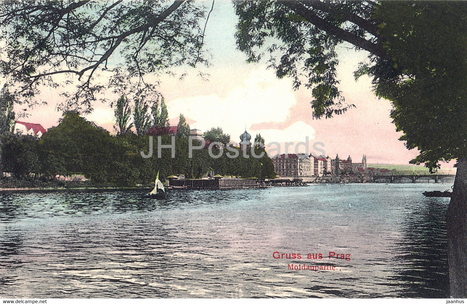 Praha - Prague - Gruss aus Prag - Moldaupartie - old postcard - Czech Republic - unused - JH Postcards
