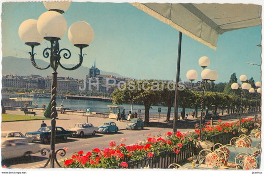Geneve - Geneva - La Rade depuis la terrasse de l'Hotel Beau-Rivage - car - 556 - Switzerland - 1969 - used - JH Postcards
