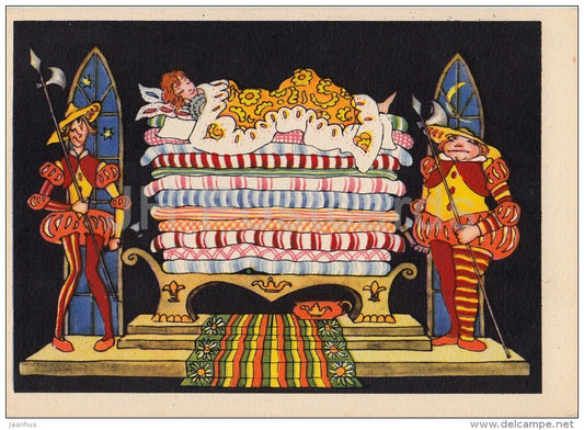 illustration by N. Antokolskaya - The Princess and the Pea by Andersen - Fairy Tale - 1955 - Russia USSR - unused - JH Postcards