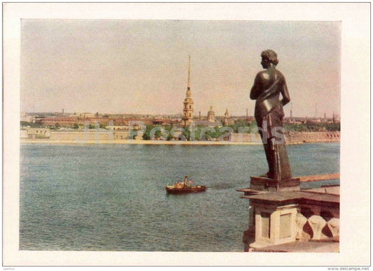 The Neva river - View of Peter Paul Fortress - Leningrad - St. Petersburg - 1959 - Russia USSR - unused - JH Postcards