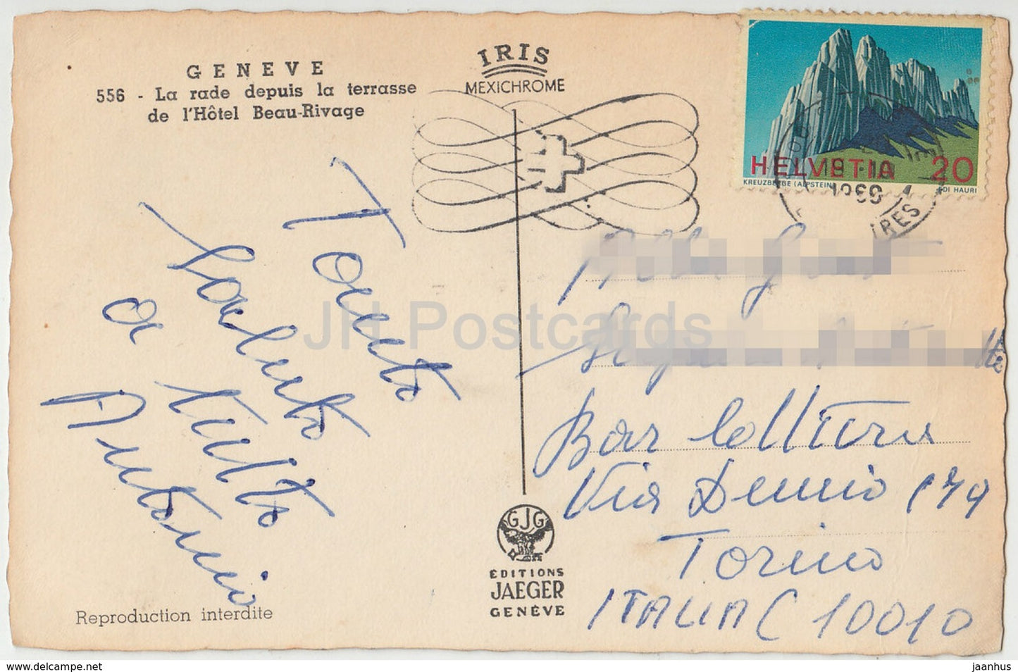 Geneve - Geneva - La Rade depuis la terrasse de l'Hotel Beau-Rivage - car - 556 - Switzerland - 1969 - used