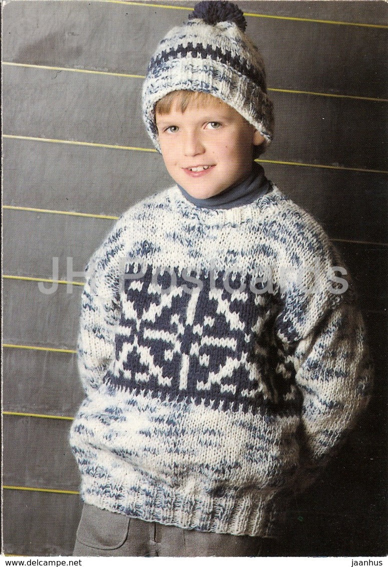 Boy Pullover with Hat - Children Fashion - Czech Republic - unused - JH Postcards