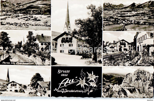 Gruss aus Au am Wendelstein - Pfarrkirche - Dorfmotiv - Dorfplatz - 1962 - Germany - used - JH Postcards