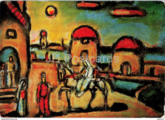 painting by Georges Rouault - Ruhe auf der Flucht - Rest at the Flight - French art - 1983 - Germany - used - JH Postcards