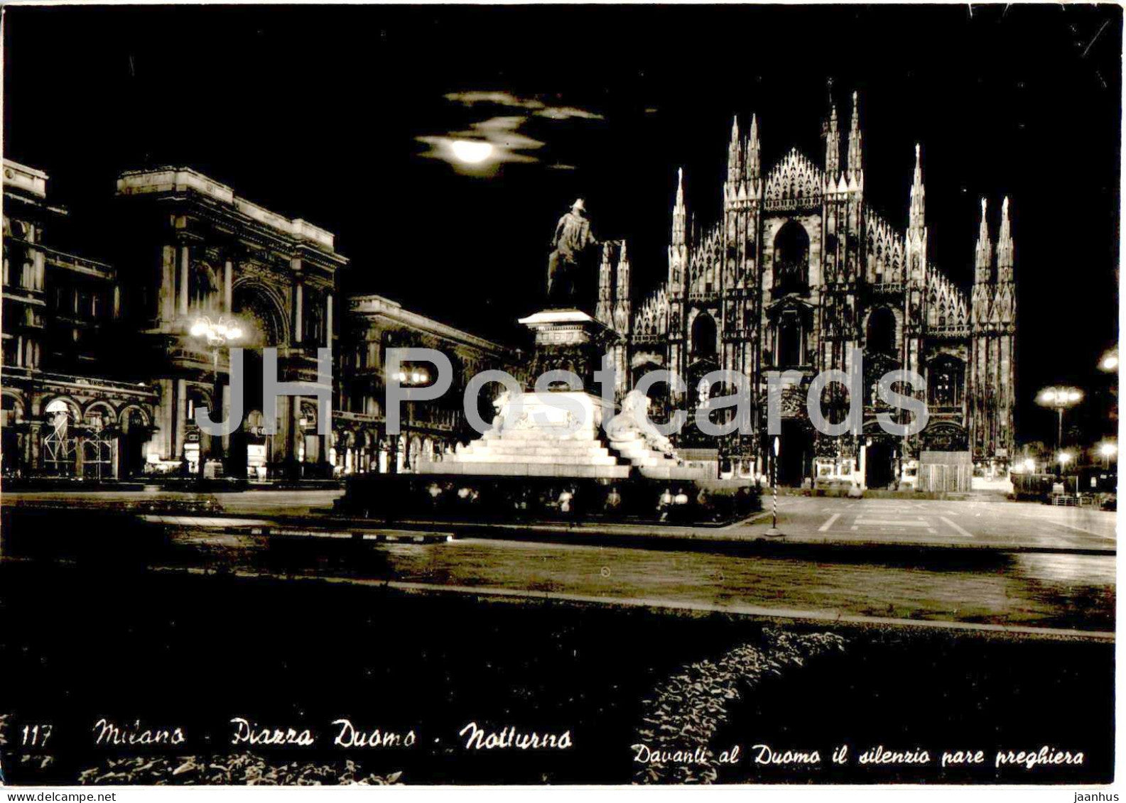 Milano - Milan - Piazza Duomo - Notturno - Cathedral square - 117 - old postcard - 1955 - Italy - used - JH Postcards