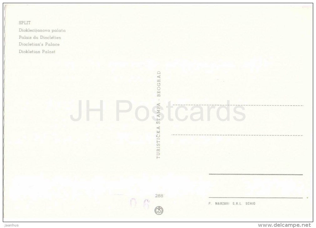 Diocletian`s Palace - old town - Split - 288 - Yugoslavia - Croatia - unused - JH Postcards