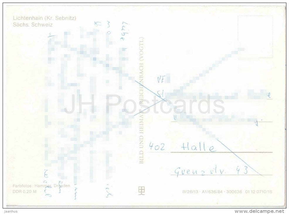 Am Lichtenhainer Wasserfall - Sächs. Schweiz - Germany - gelaufen - JH Postcards