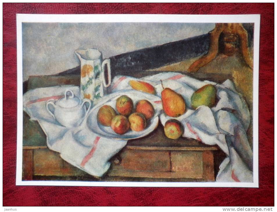 Painting by Paul Cézanne - peaches and pears - art  - unused - JH Postcards