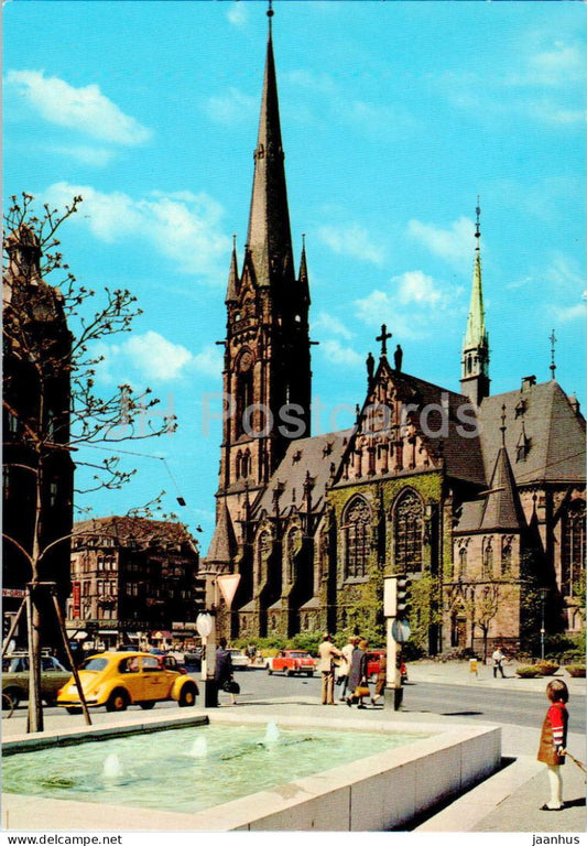 Saarbrucken - Johanniskirche - church - car Volkswagen - Germany - unused - JH Postcards