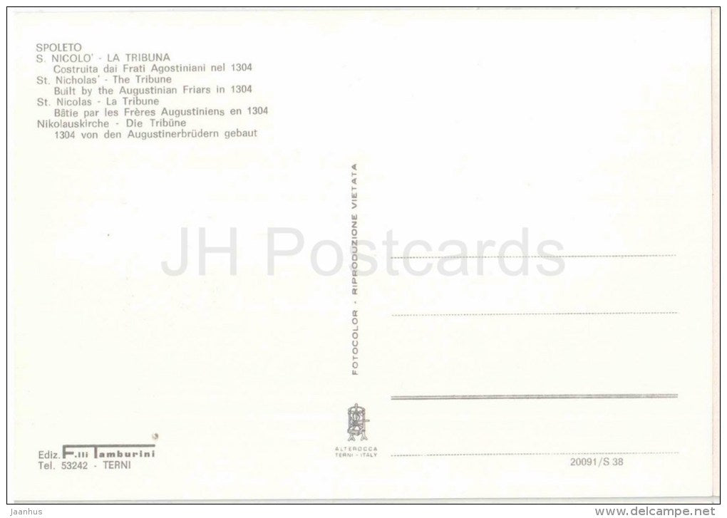 S. Nicolo , La Tribuna - church - Spoleto - Perugia - Umbria - 20091 - Italia - Italy - unused - JH Postcards