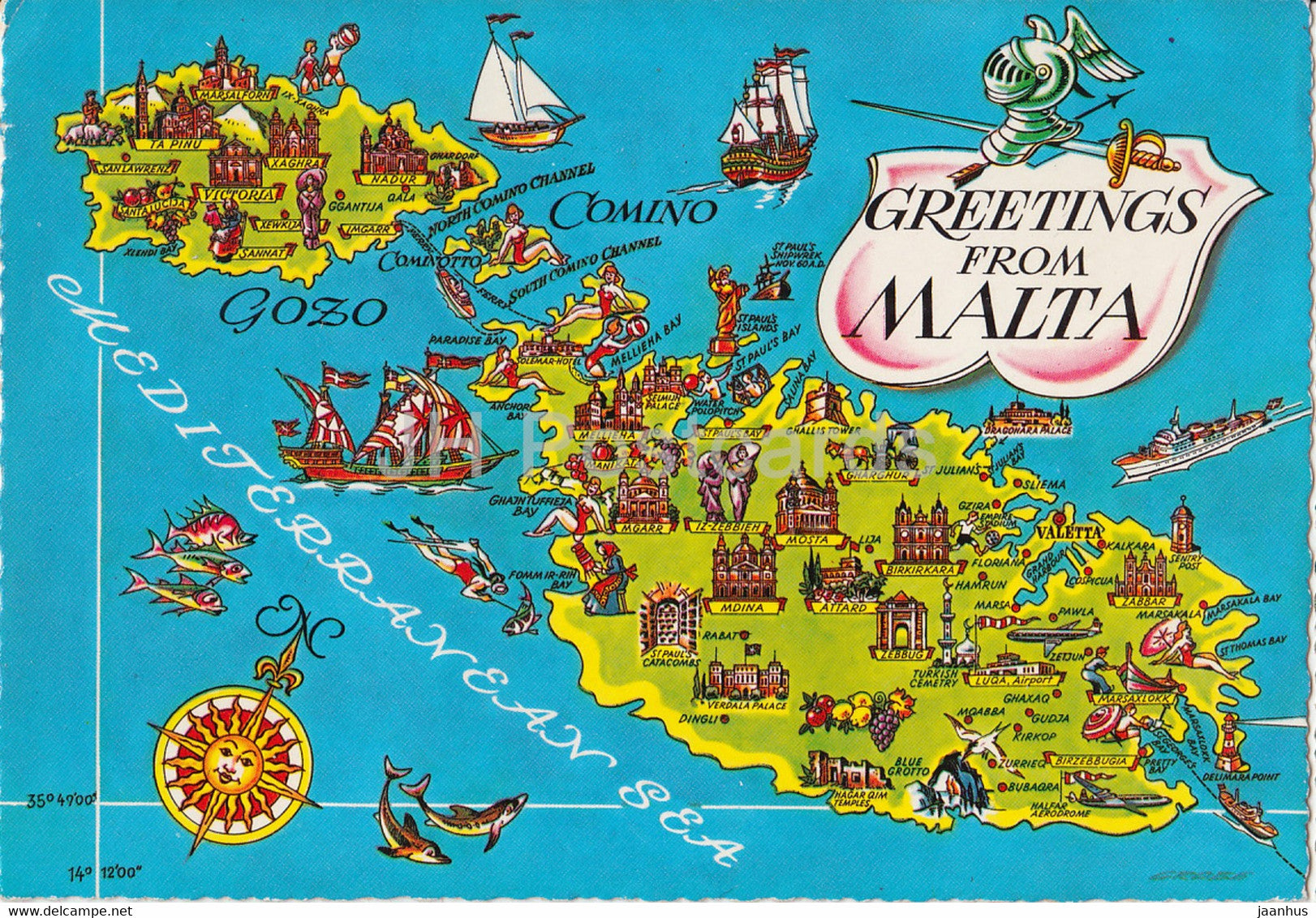 Greetings from Malta - map - 1980 - Malta - used - JH Postcards