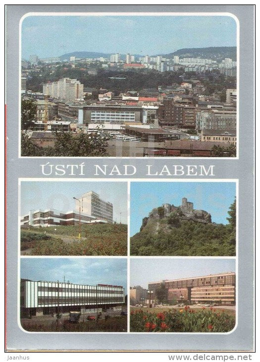 Usti nad Labem - hotel Maj - State Castle Strekov - Sports Facilities Red Star - Czechoslovakia - Czech - unused - JH Postcards