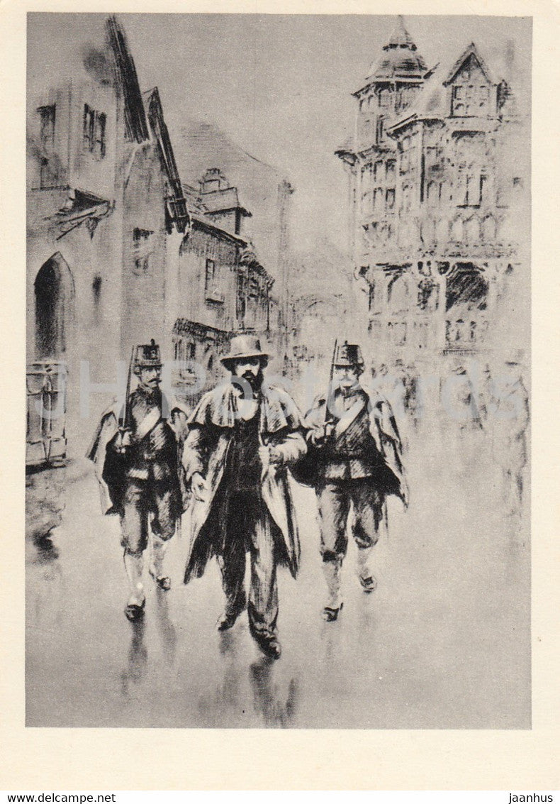 arrest of Karl Marx in Brussels in 1848 - 1967 - Russia USSR - unused - JH Postcards