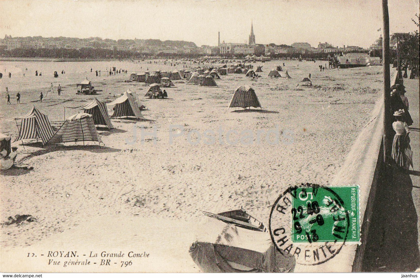 Royan - La Grande Conche - Vue Generale - beach - 12 - old postcard - 1913 - France - used - JH Postcards