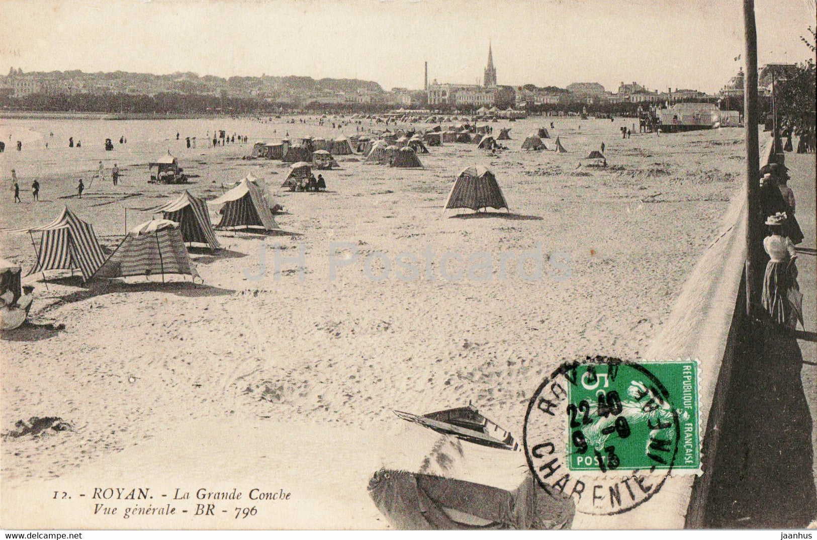 Royan - La Grande Conche - Vue Generale - beach - 12 - old postcard - 1913 - France - used - JH Postcards