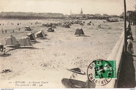 Royan - La Grande Conche - Vue Generale - beach - 12 - old postcard - 1913 - France - used - JH Postcards