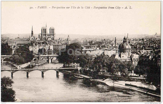 Perspective sur I´lle de la Cite - Perspective from City - 32 - Paris - France - unused - JH Postcards